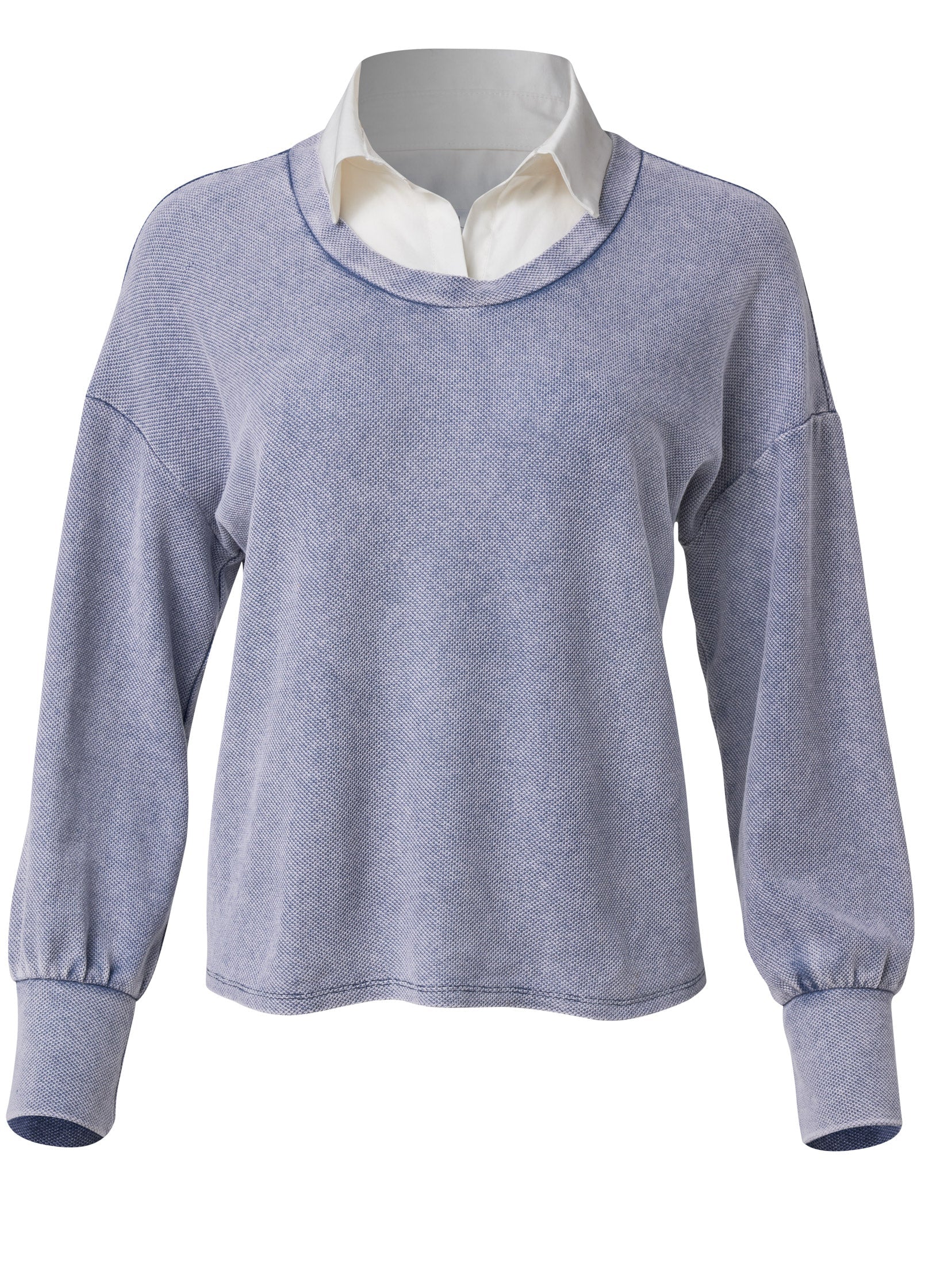 Washed Collar Lounge Top - Dark Blue