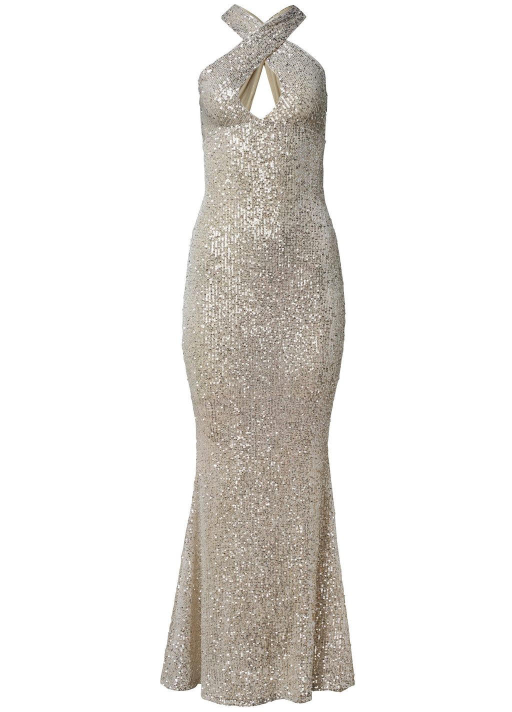 Sequin Keyhole Gown  - Champagne