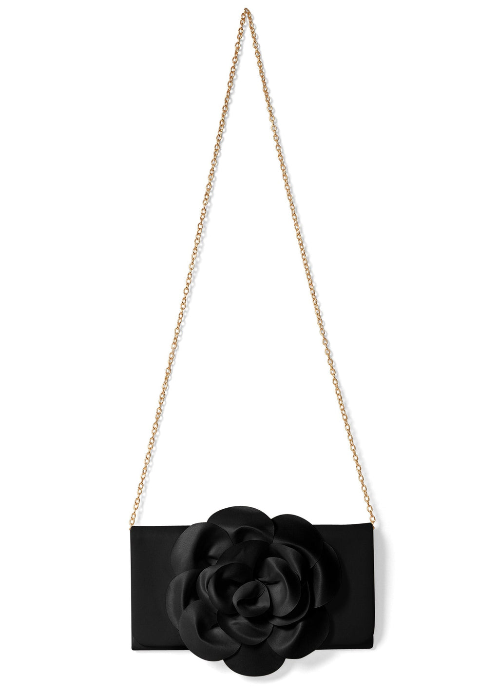 Floral Applique Clutch - Black