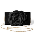 Floral Applique Clutch - Black