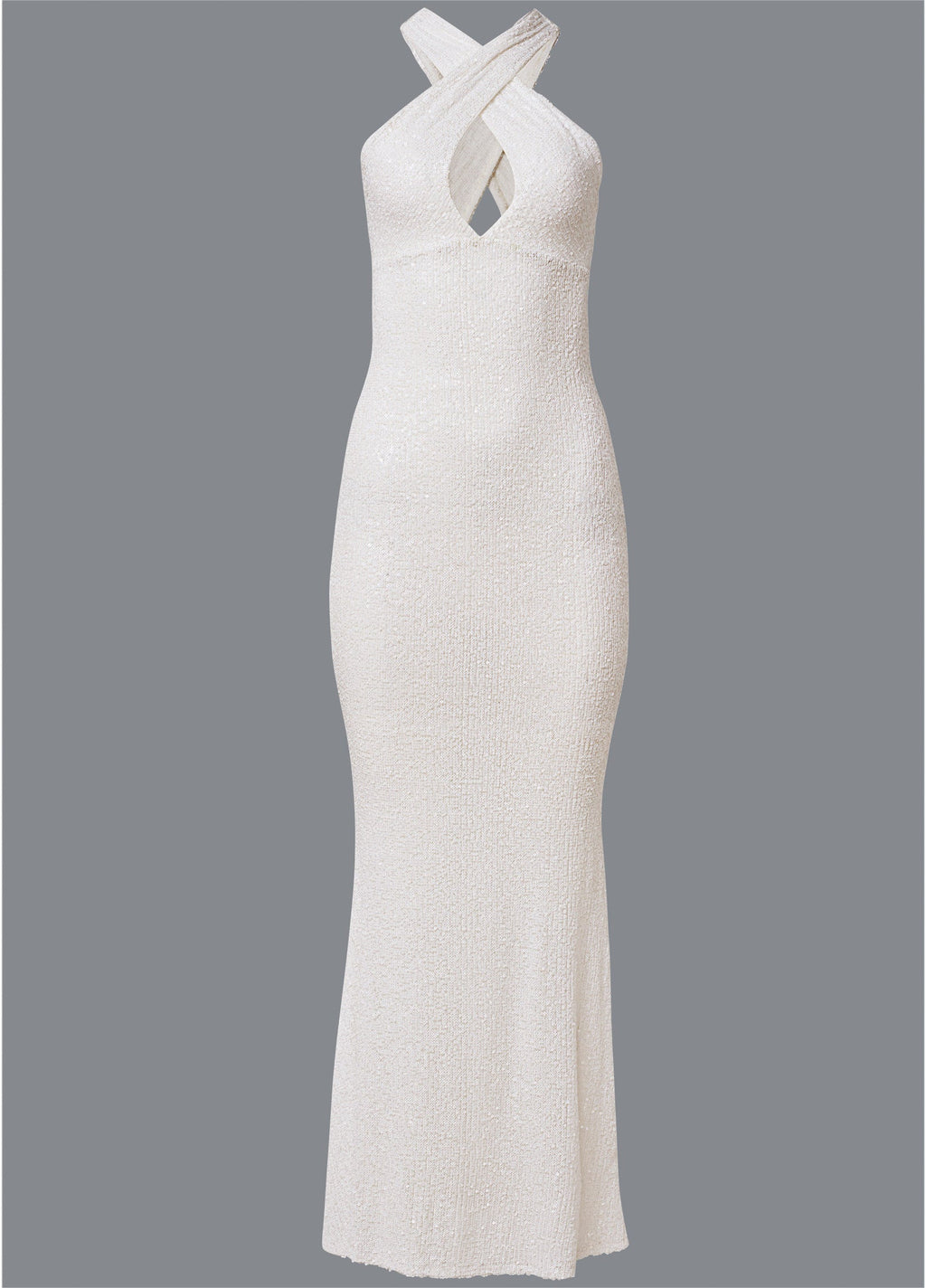 Sequin Keyhole Gown  - White