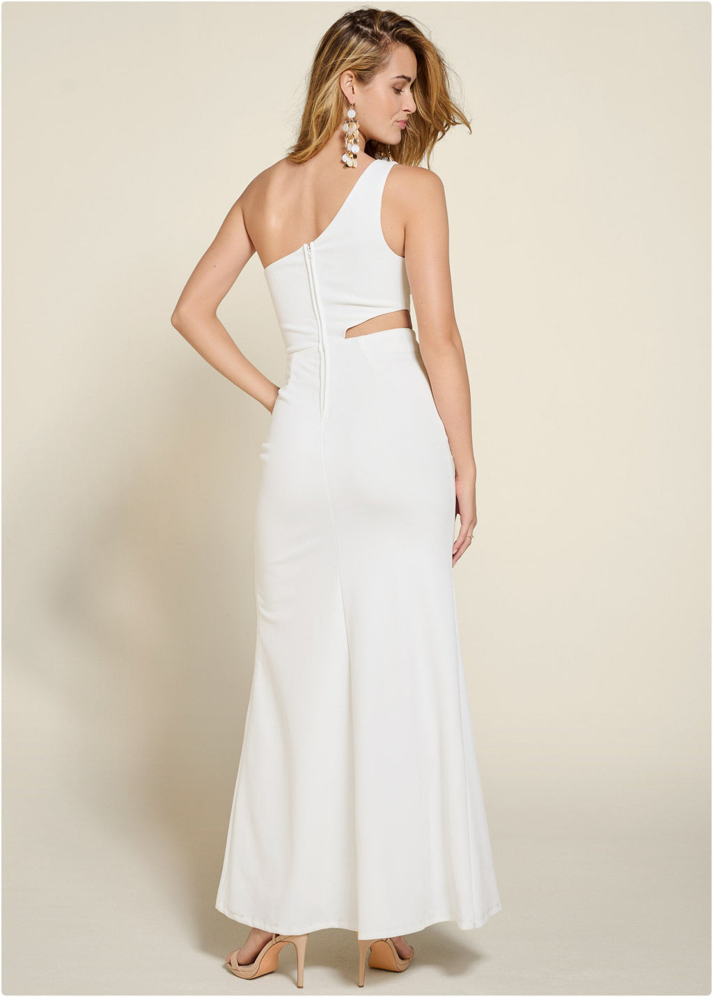 One-Shoulder Cutout Gown - Cloud Dancer