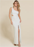 One-Shoulder Cutout Gown - Cloud Dancer