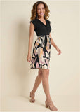 Abstract Print Dress  - Navy Multi