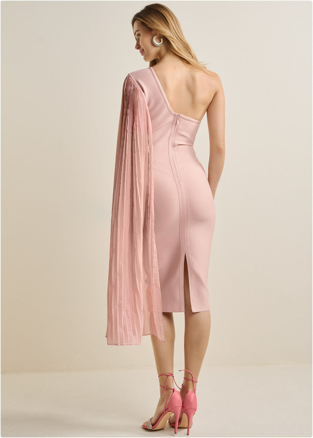 One-Shoulder Bandage Dress - Pink