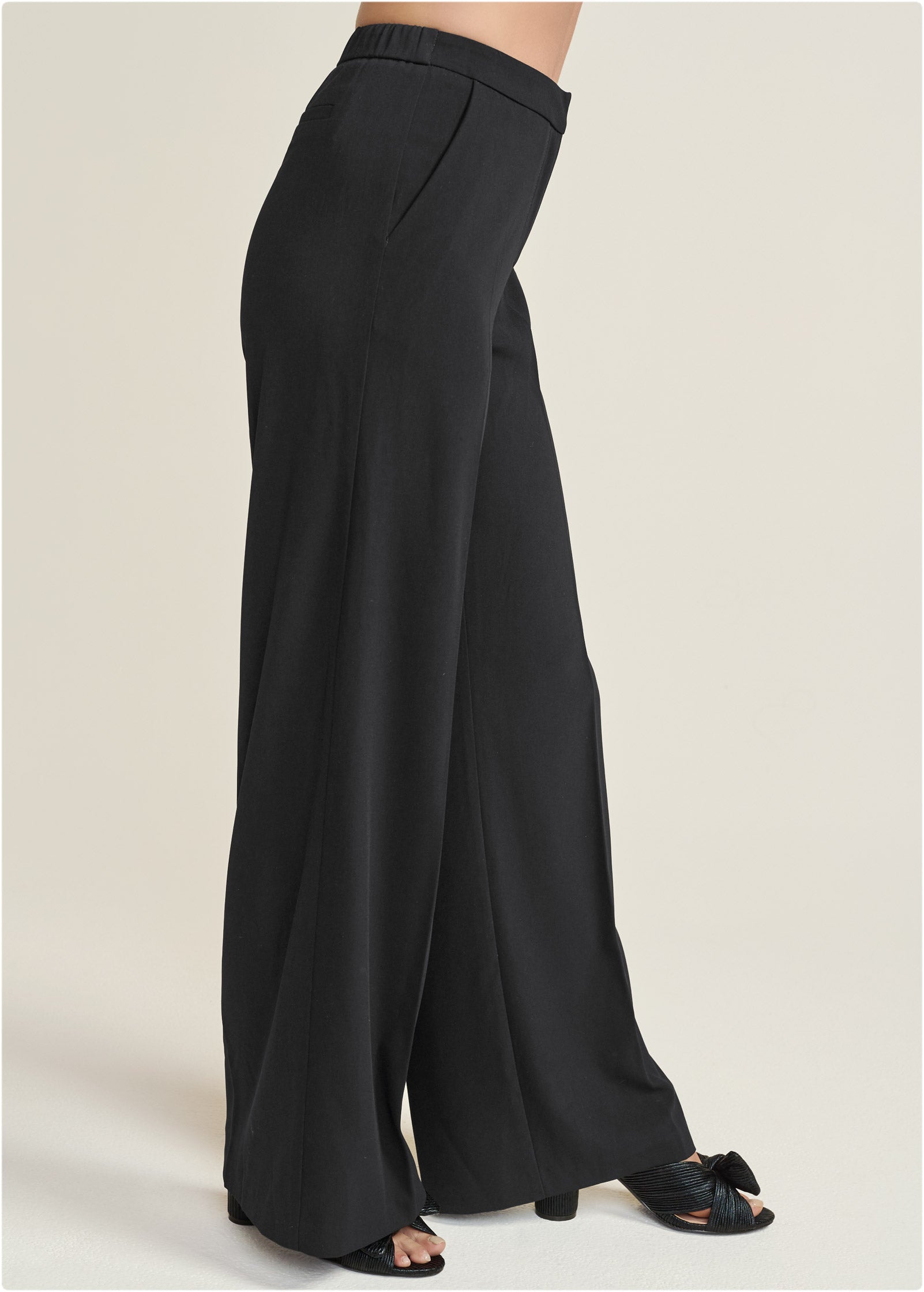 High-Rise Wide Leg Trousers - Jet Black