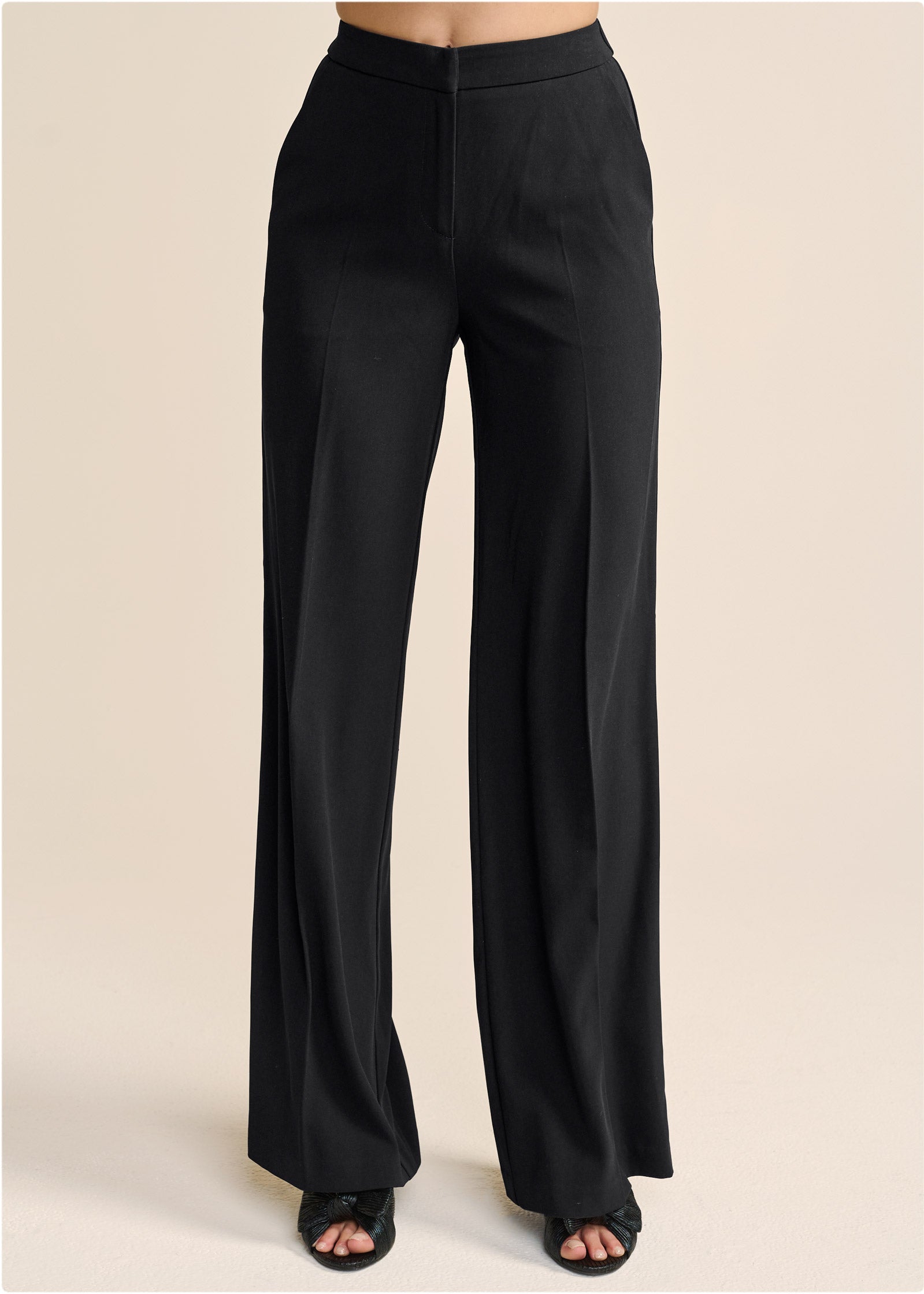 High-Rise Wide Leg Trousers - Jet Black