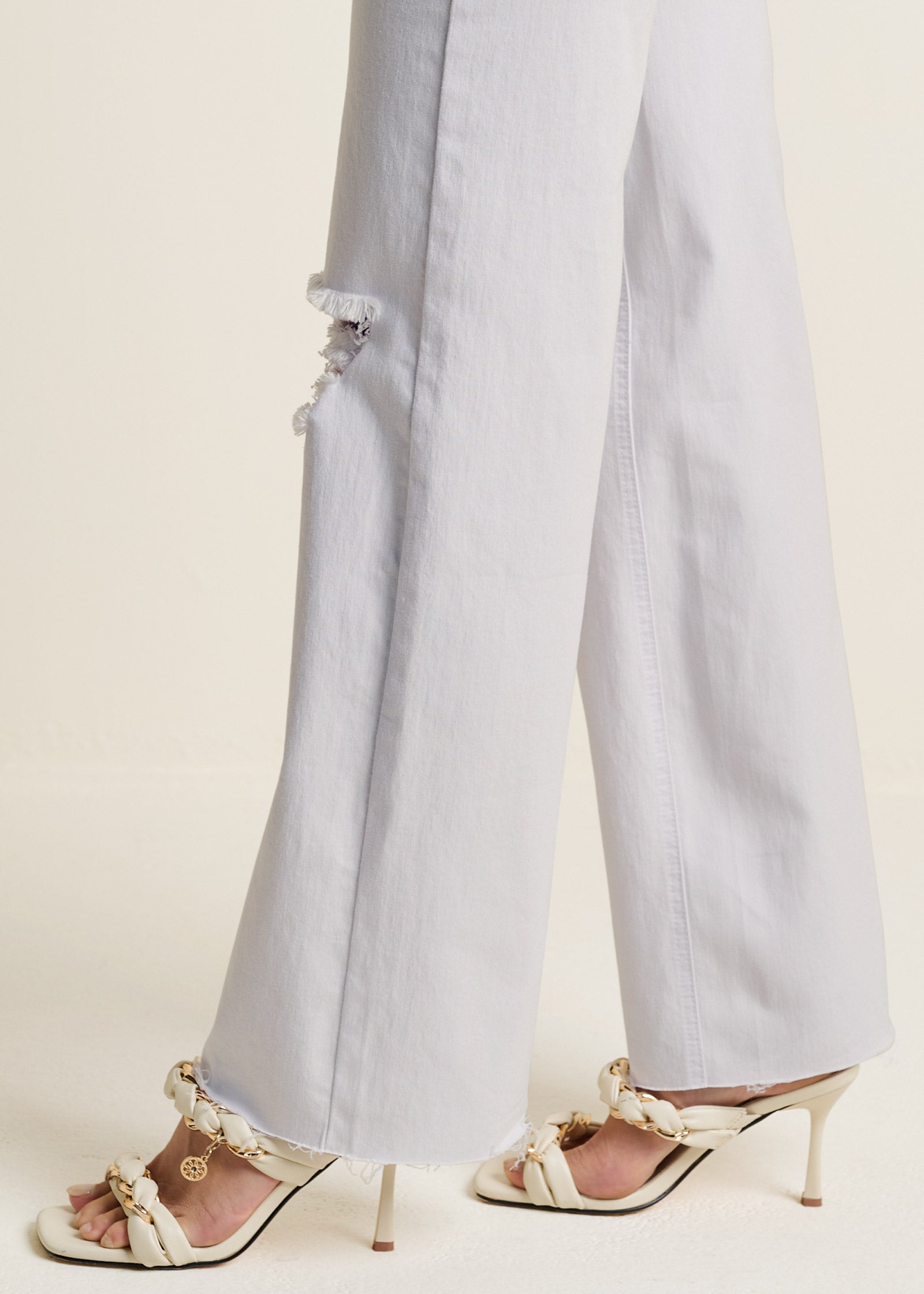 Laura Crop Wide Leg Jean - White Denim