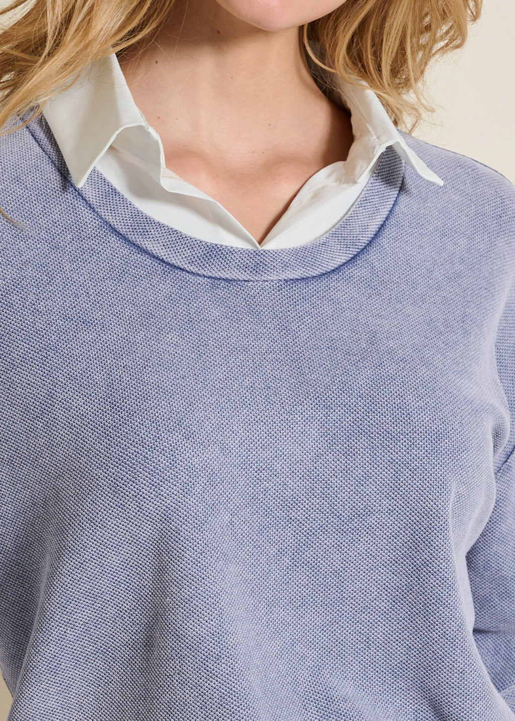 Washed Collar Lounge Top - Dark Blue
