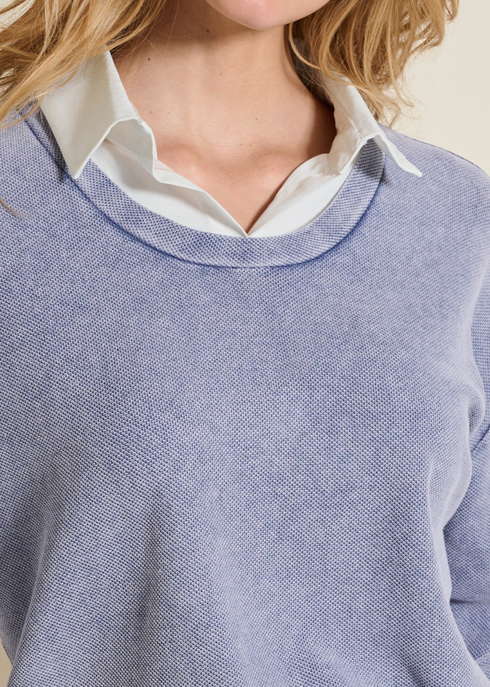 Washed Collar Lounge Top - Dark Blue