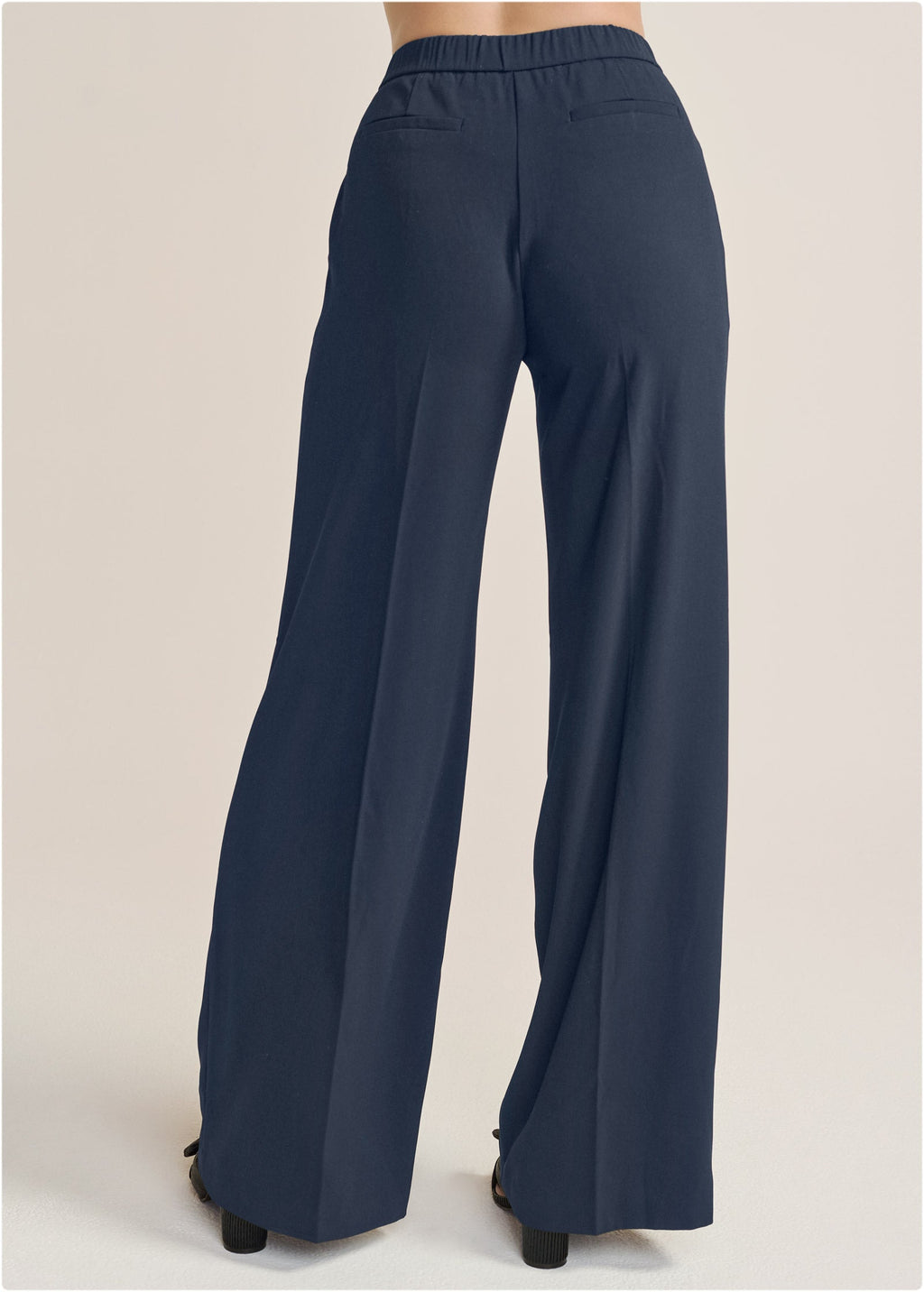 High-Rise Wide Leg Trousers - Navy