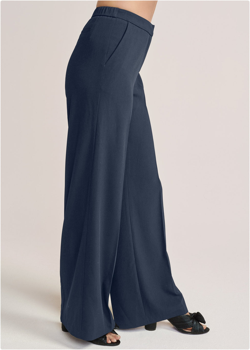 High-Rise Wide Leg Trousers - Navy