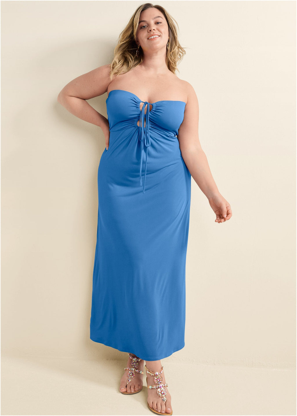 Convertible Strapless Dress - Blue
