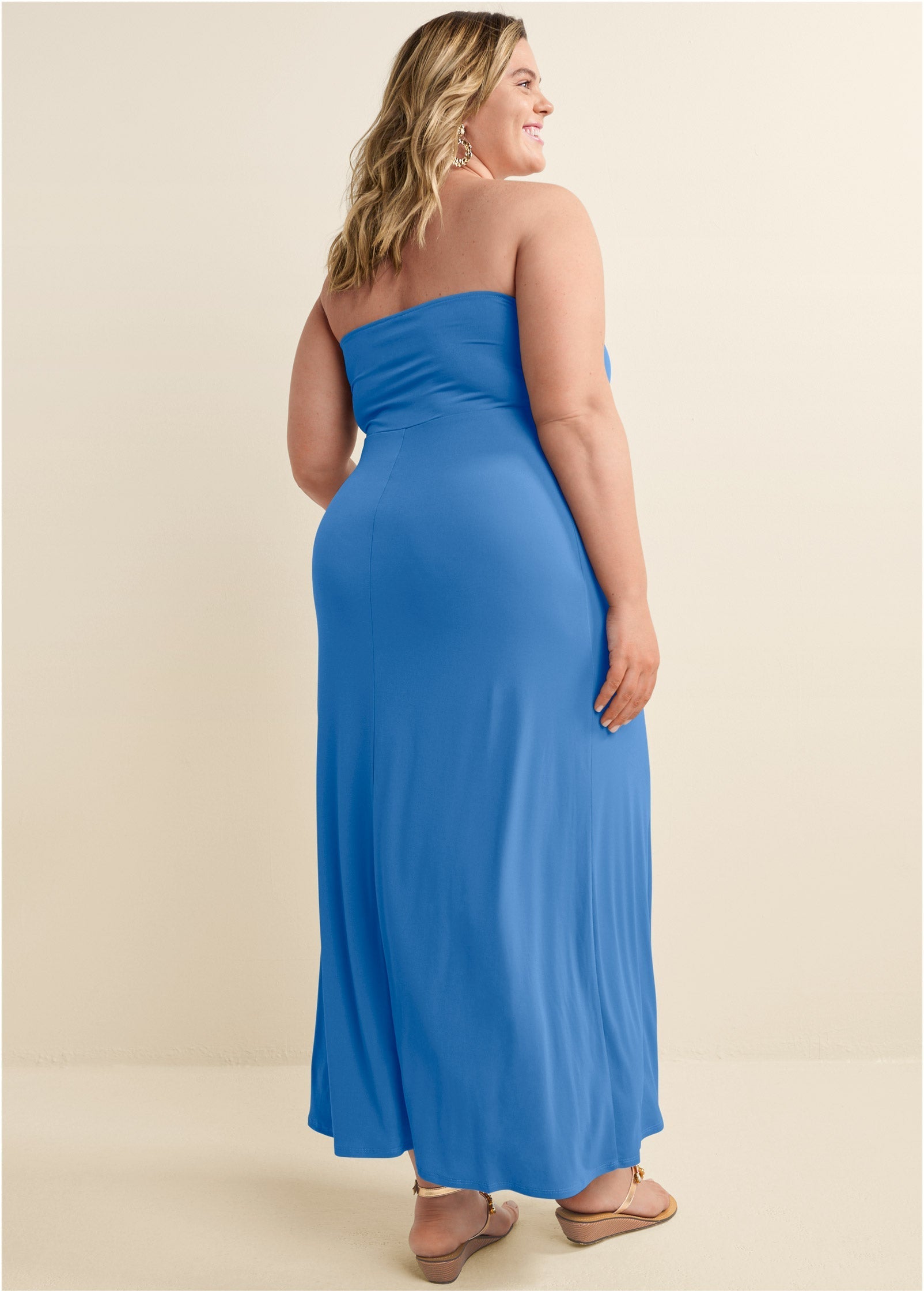 Convertible Strapless Dress - Blue