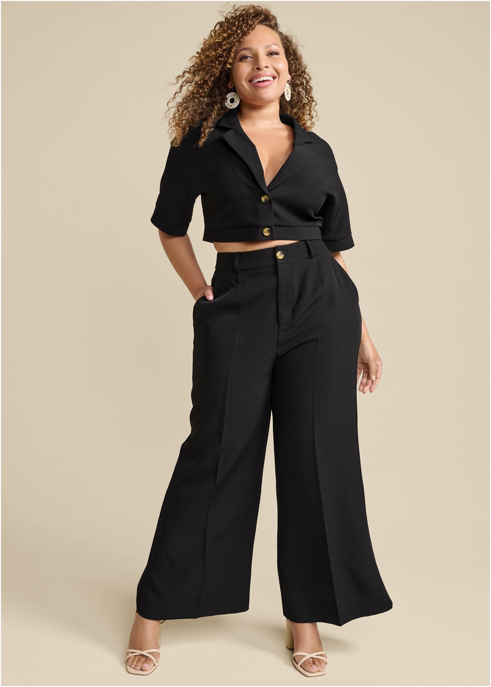 Flare Leg Suiting Set - Black