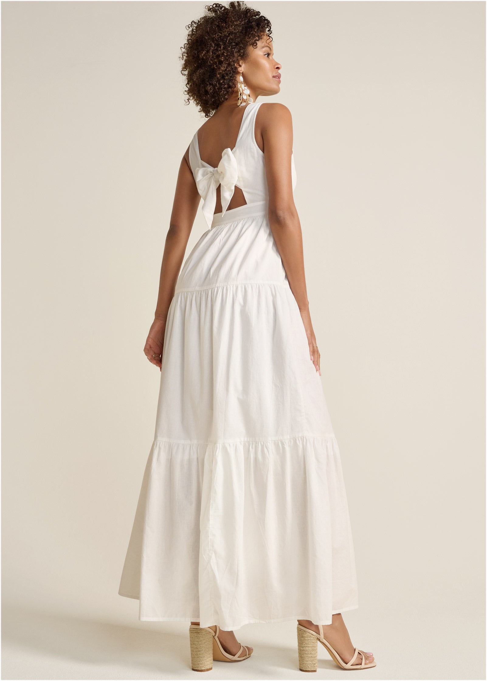 Twist Front Maxi Dress  - White