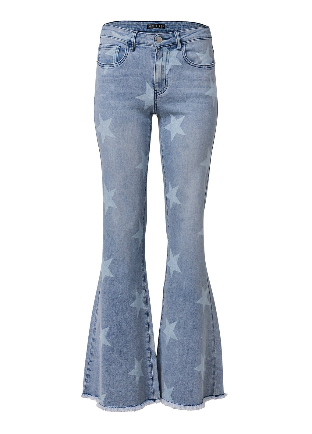 Mid-Rise Star Flare Jeans - Light Wash