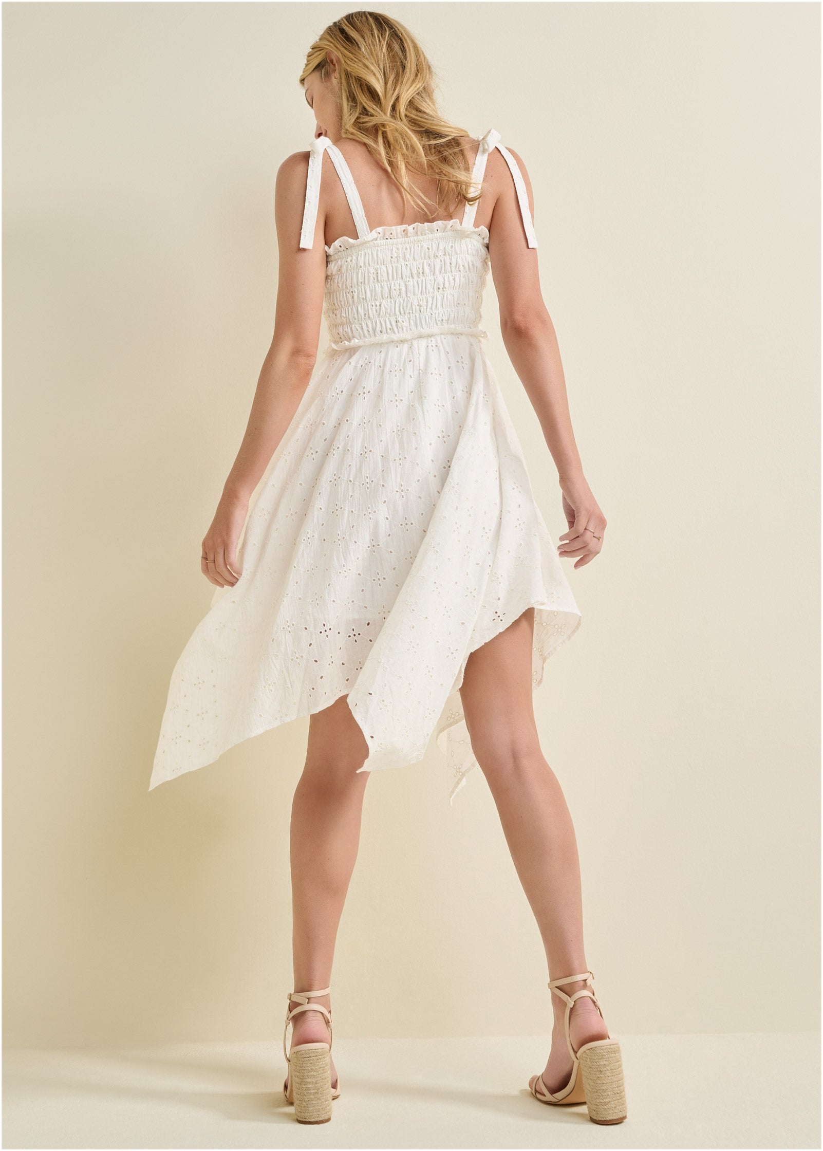 Smocked Top Eyelet Dress  - Cloud Dancer