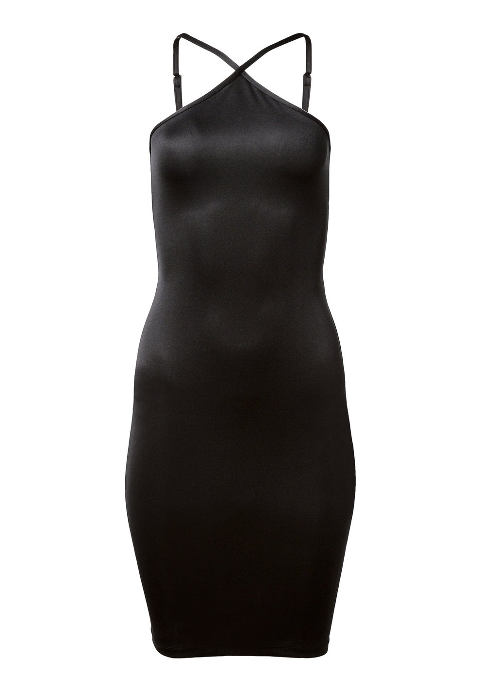 Bodycon Y-Neck Dress - Black
