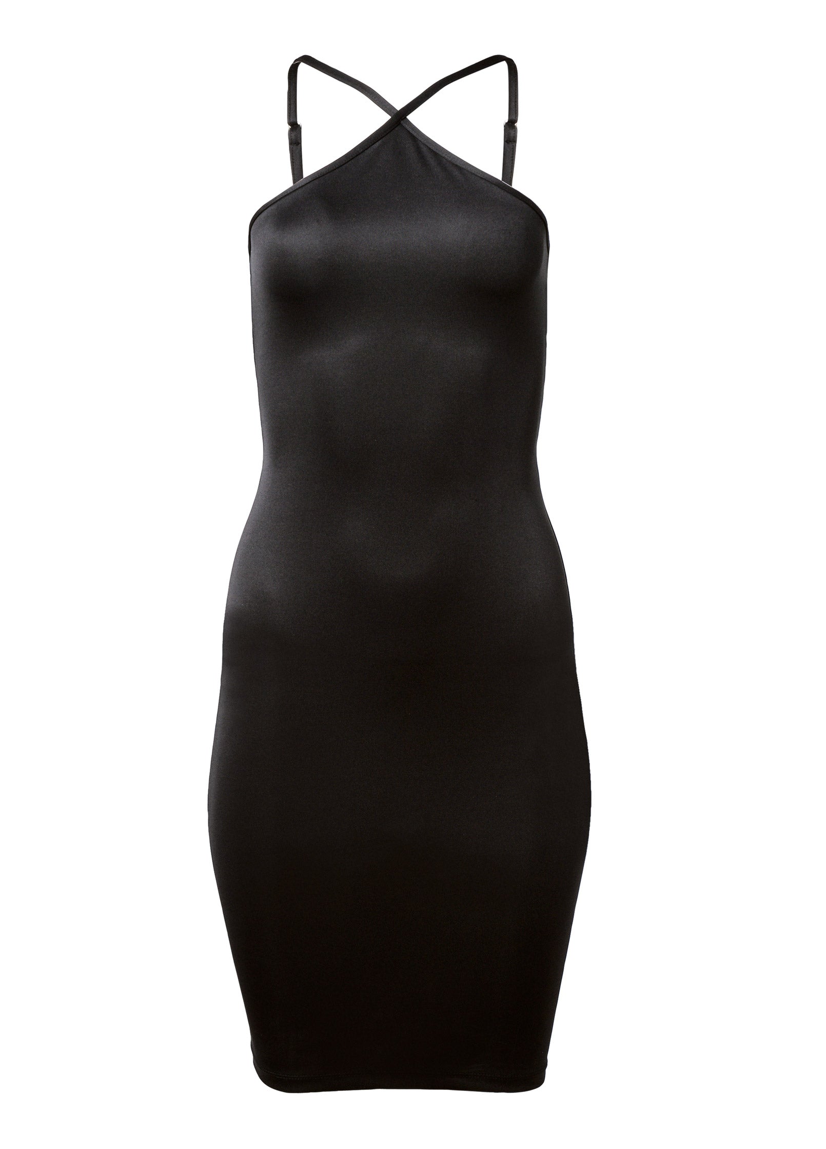 Bodycon Y-Neck Dress - Black