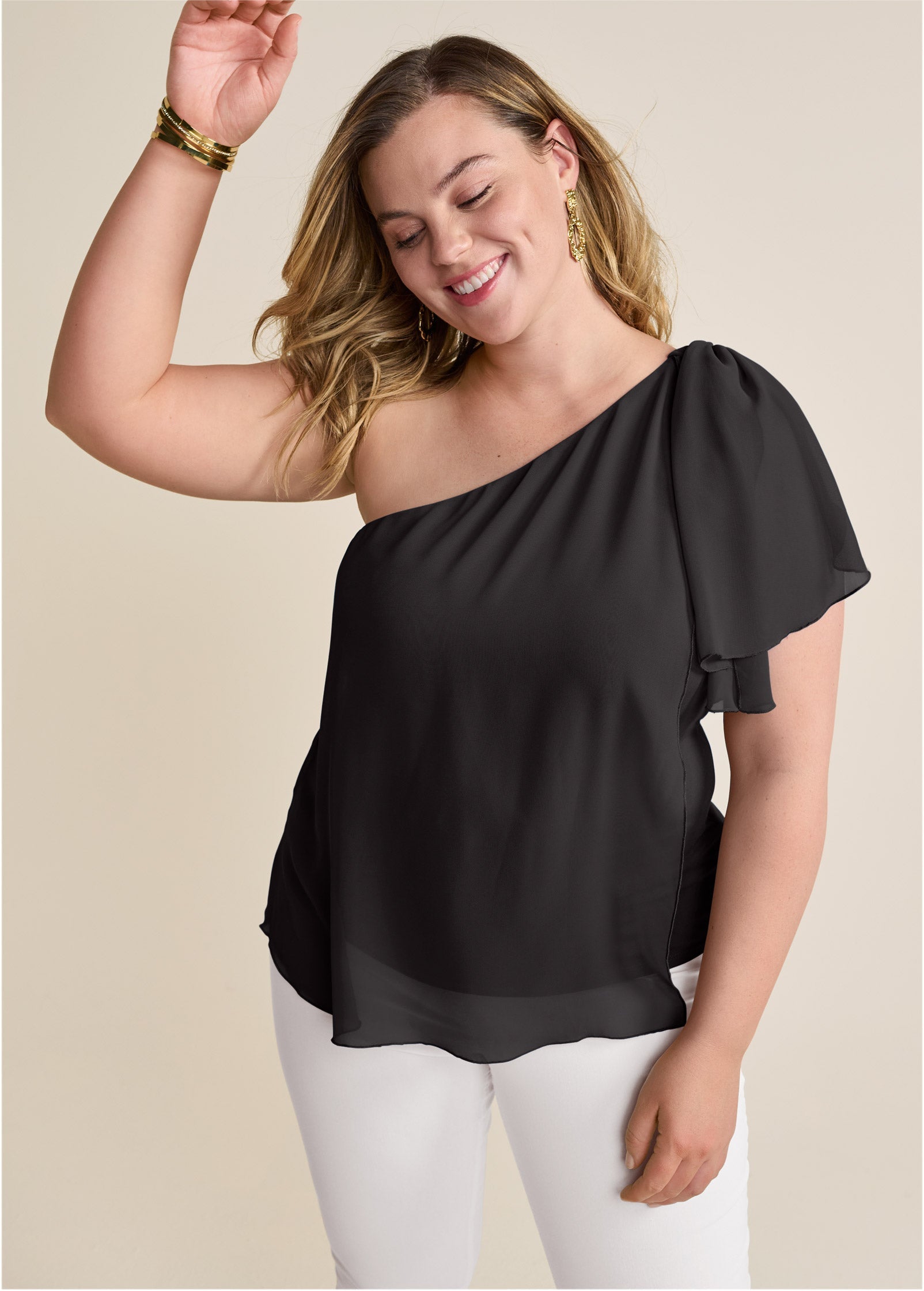 Chiffon Bow Top - Black