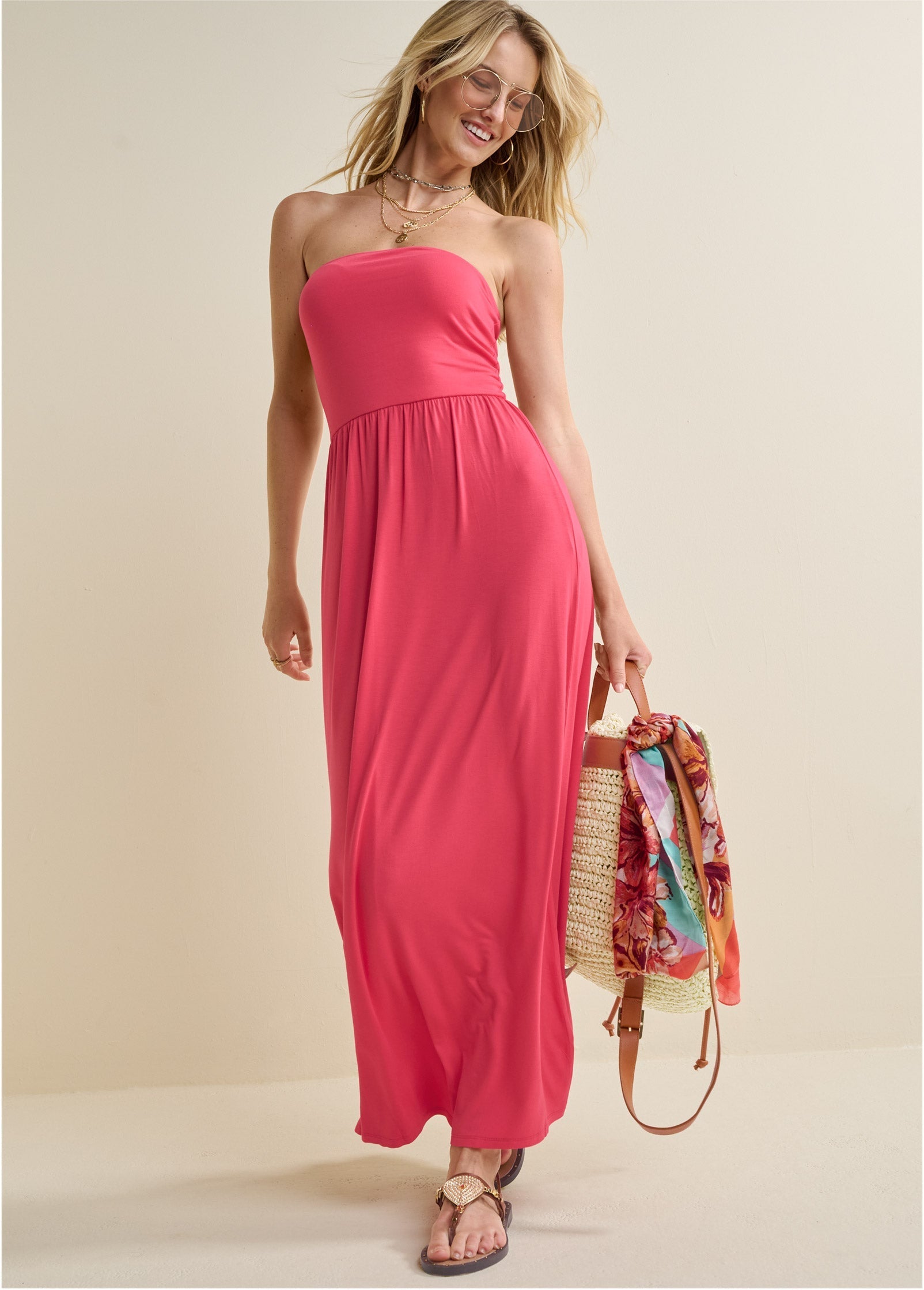Strapless Maxi Dress - Red