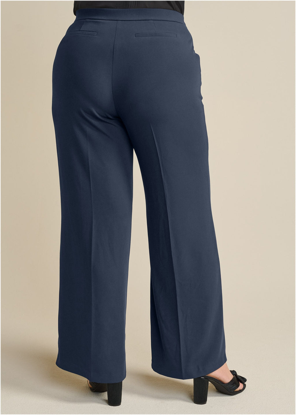 High-Rise Wide Leg Trousers - Navy