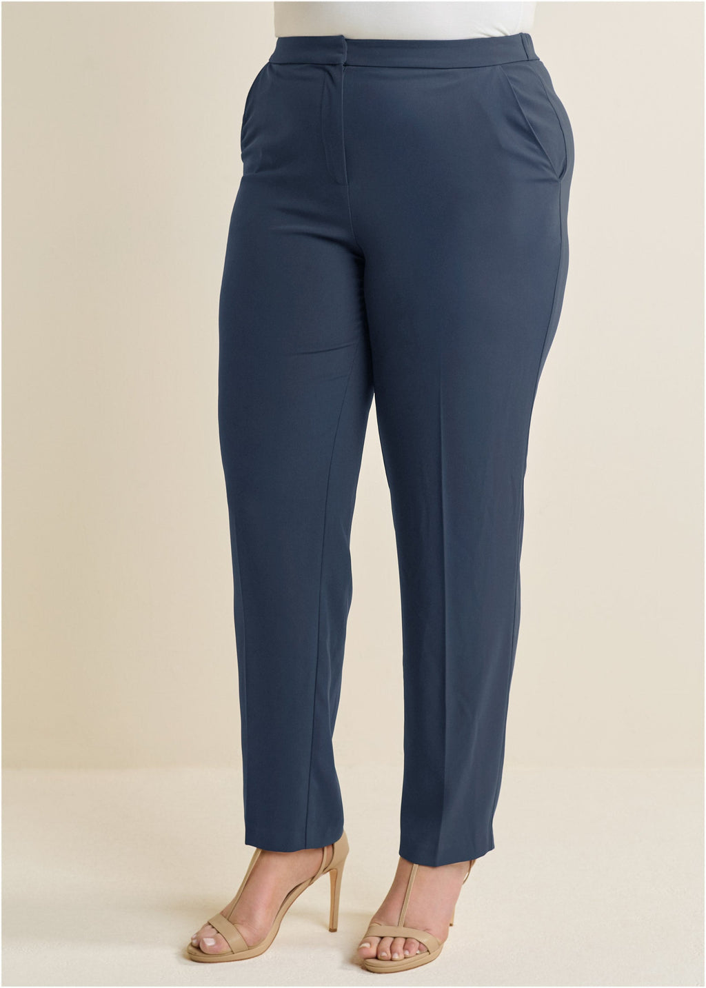 High-Rise Straight Trousers - Navy