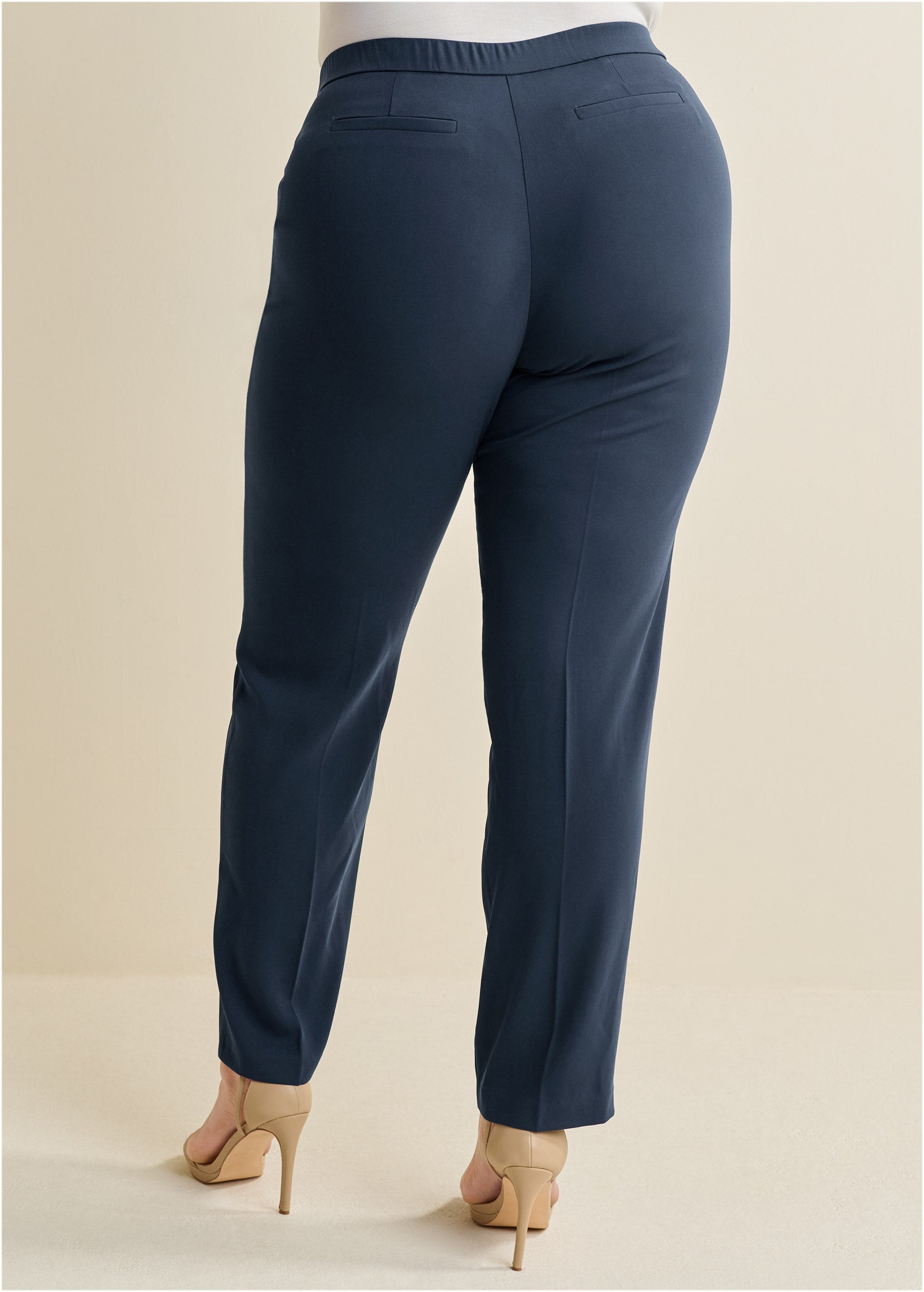 High-Rise Straight Trousers - Navy