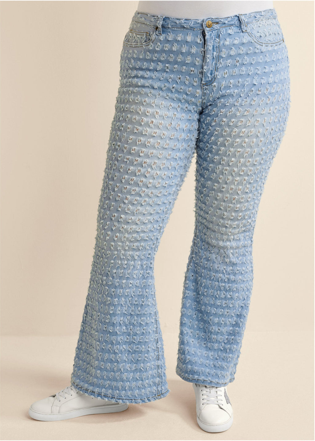 Laser Flare Leg Jeans - Light Wash