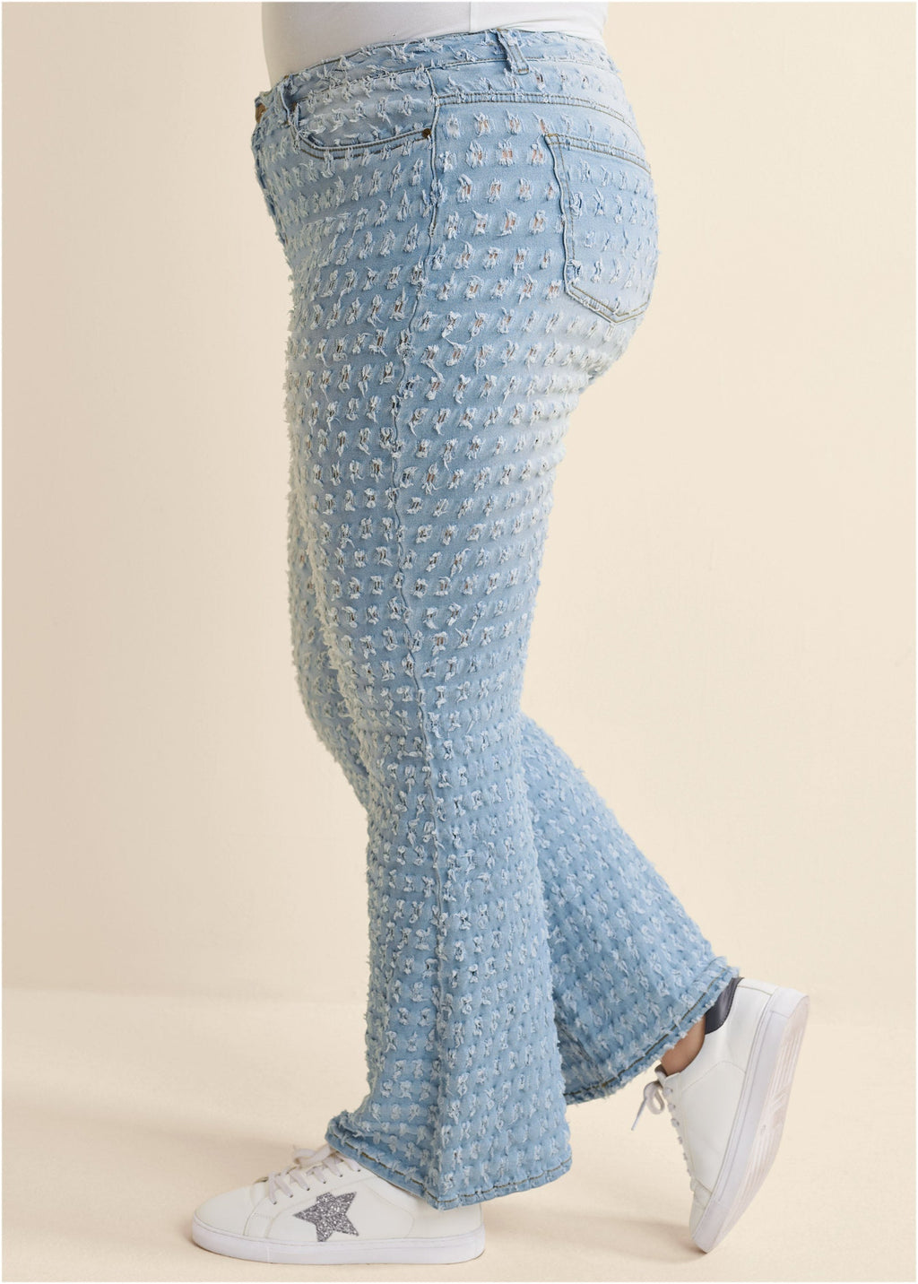 Laser Flare Leg Jeans - Light Wash