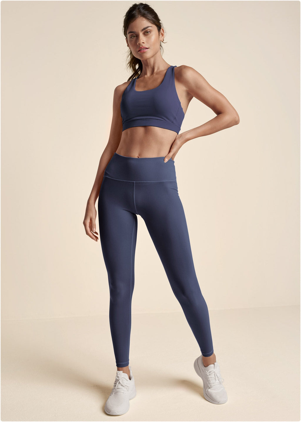 Back Keyhole Sports Bra  - Navy