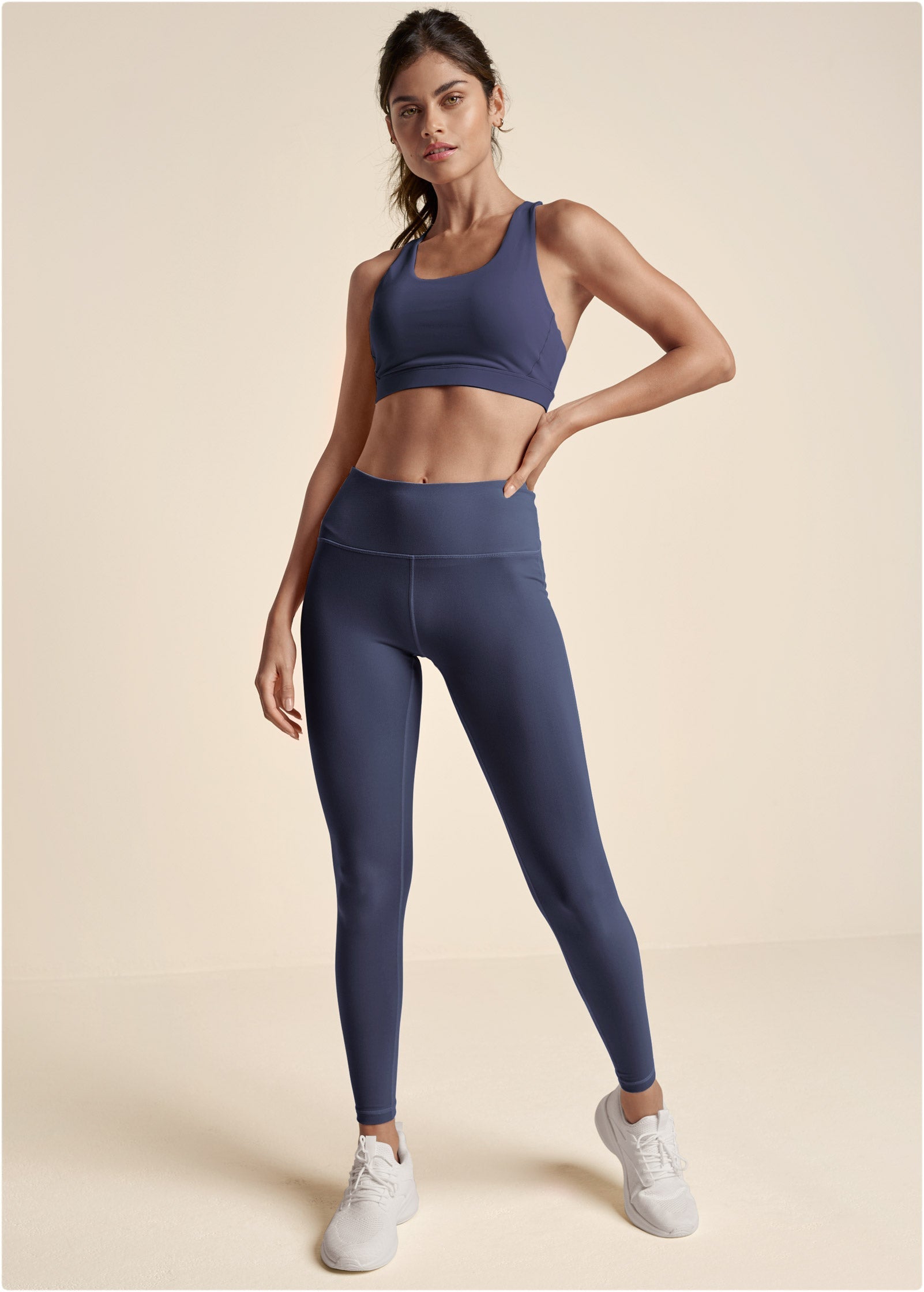 Back Keyhole Sports Bra  - Navy