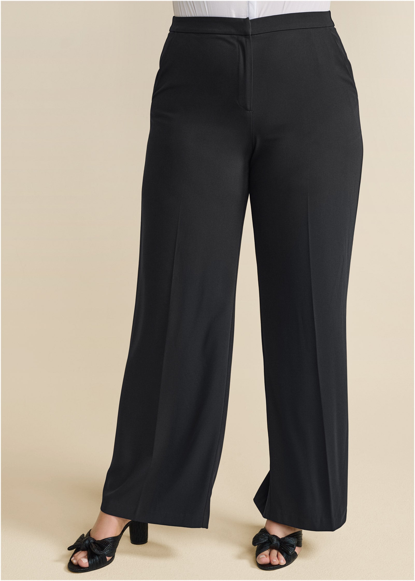 High-Rise Wide Leg Trousers - Jet Black