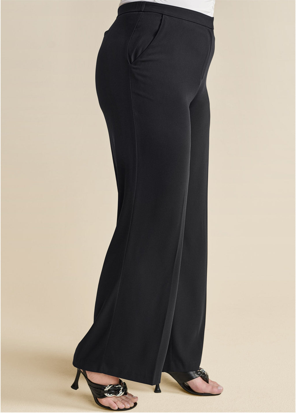 High-Rise Wide Leg Trousers - Jet Black