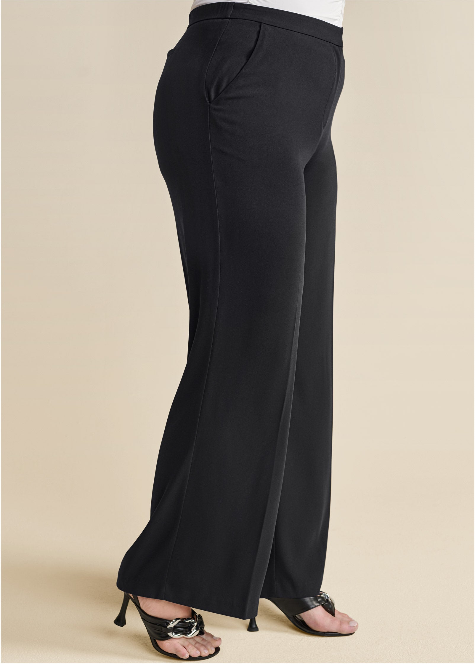 High-Rise Wide Leg Trousers - Jet Black