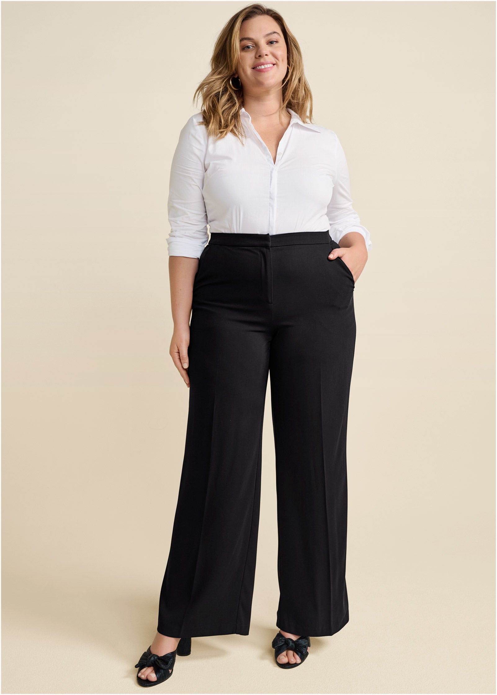 High-Rise Wide Leg Trousers - Jet Black
