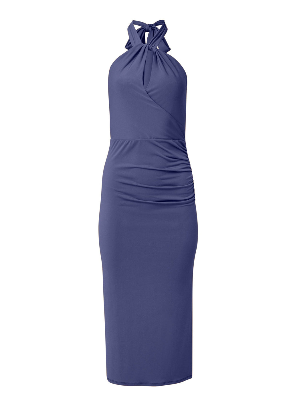 Floral Halter Bodycon Dress - Skipper Blue