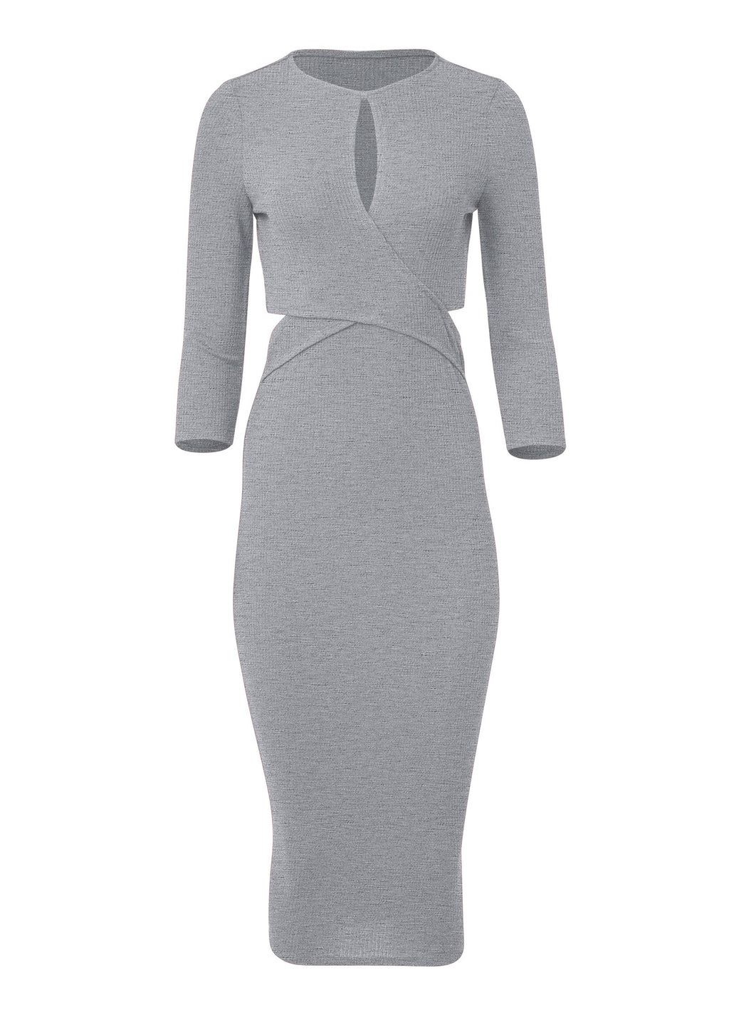 Cutout Ribbed Midi Dress - Heather Grey