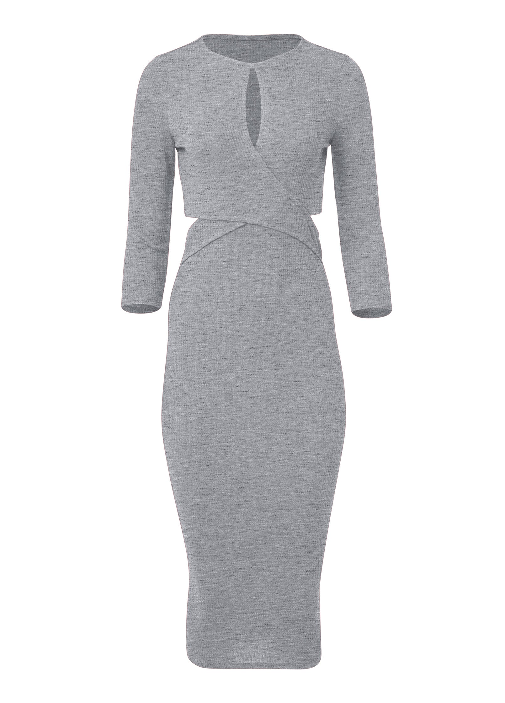 Cutout Ribbed Midi Dress - Heather Grey
