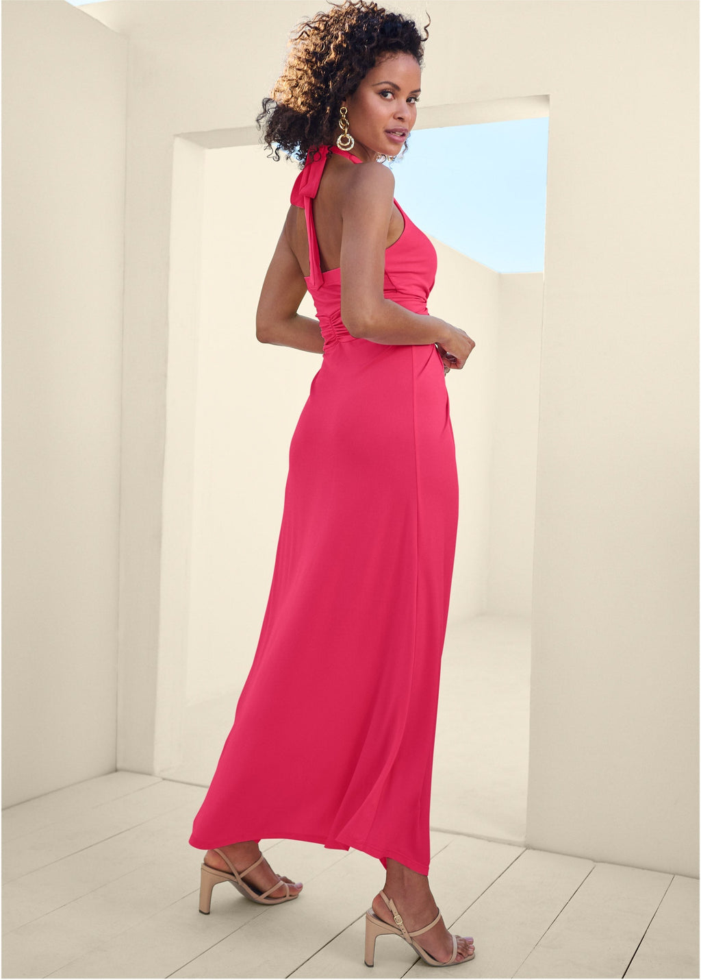 Plunging Knot Maxi Dress - Azalea