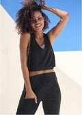 Comfort Kit V-Neck Crop Top - Jet Black