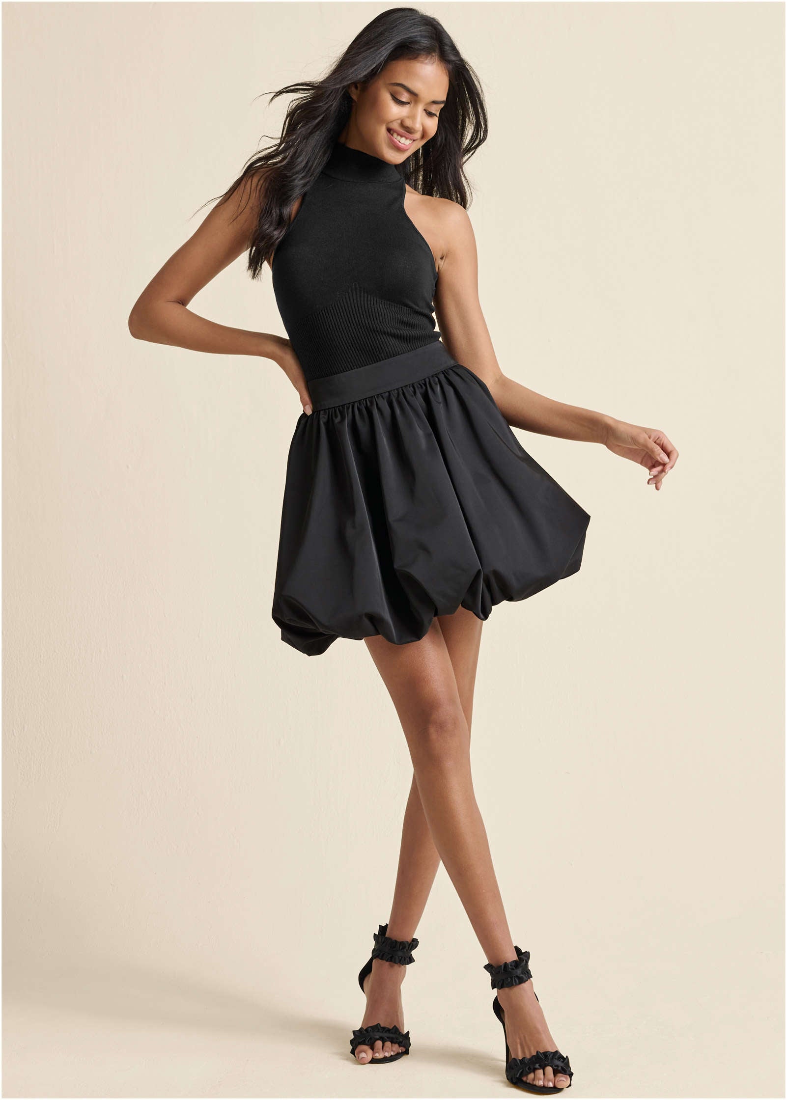 Taffeta Bubble Skirt  - Jet Black