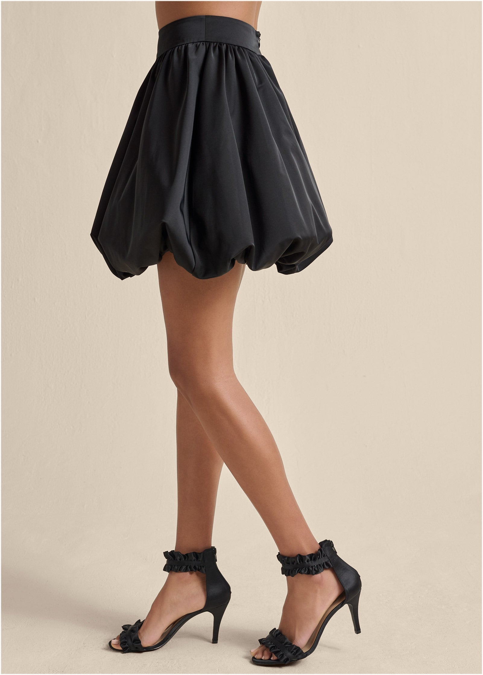 Taffeta Bubble Skirt  - Jet Black