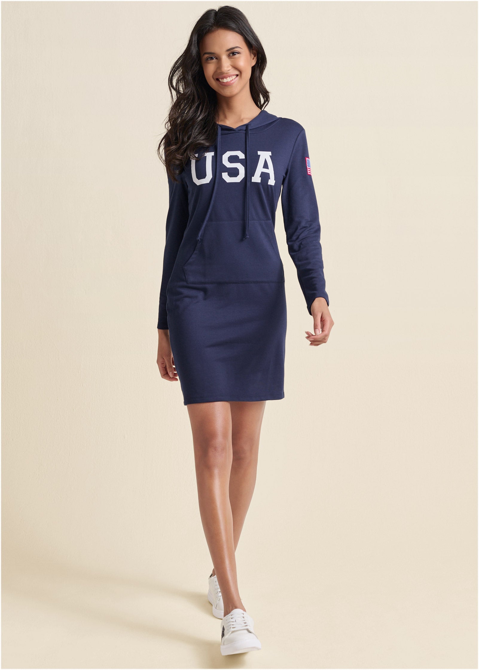 USA Hooded Lounge Dress - Navy