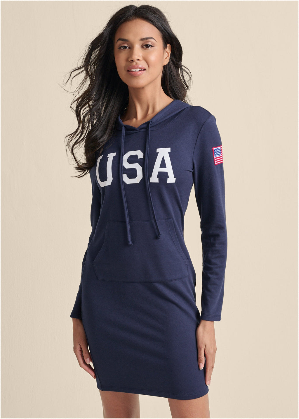 USA Hooded Lounge Dress - Navy