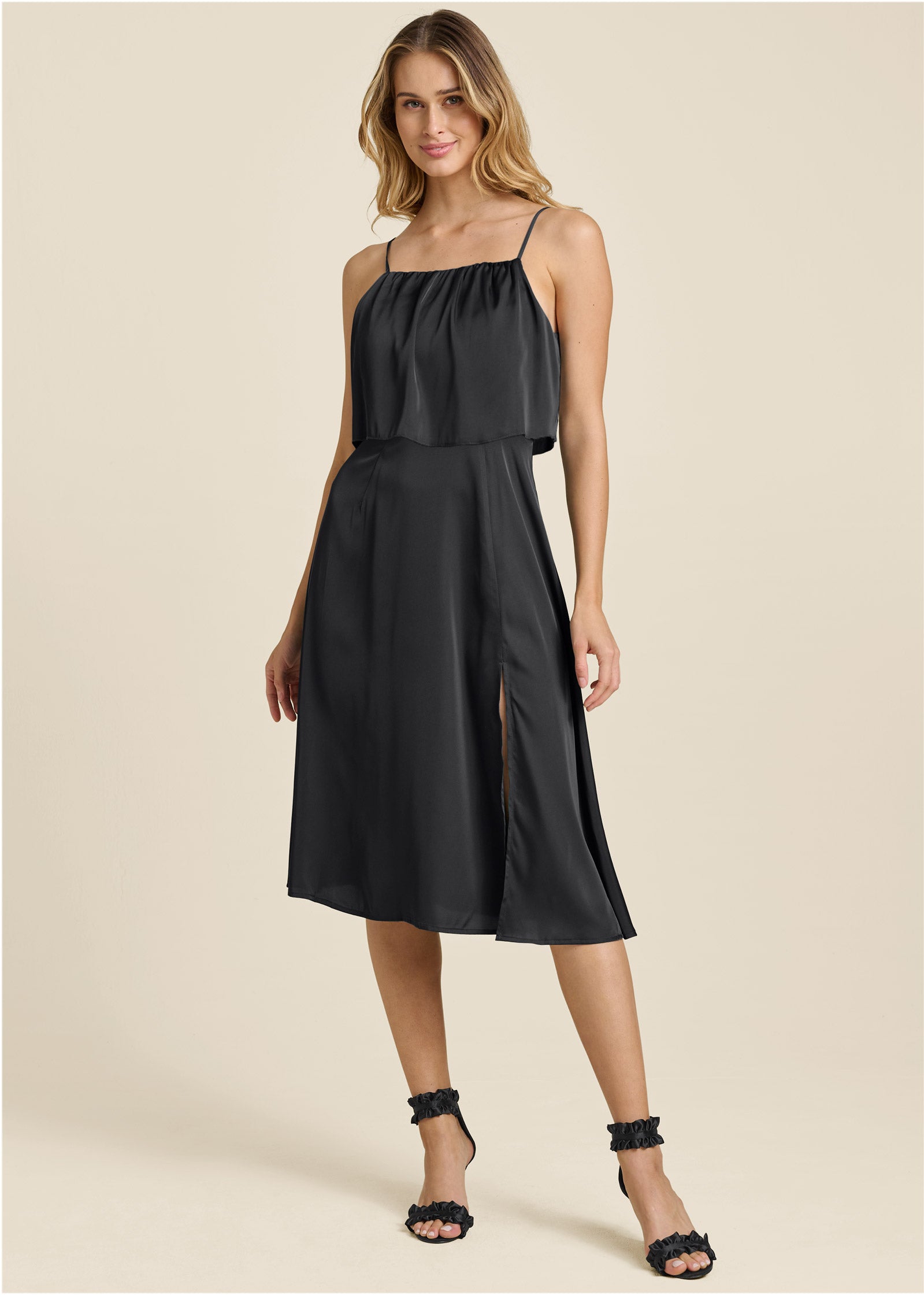 Overlay Midi Dress - Jet Black