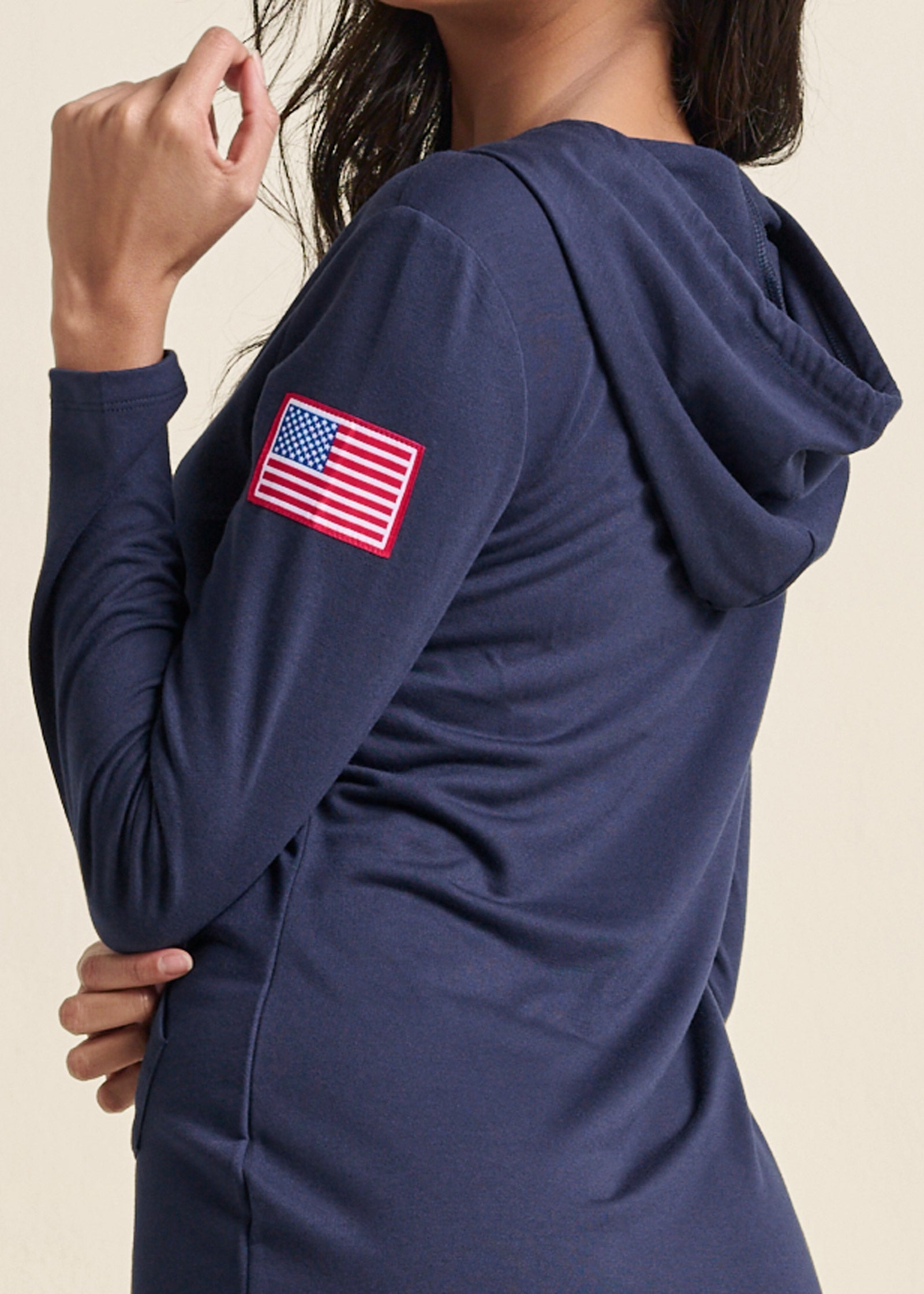 USA Hooded Lounge Dress - Navy