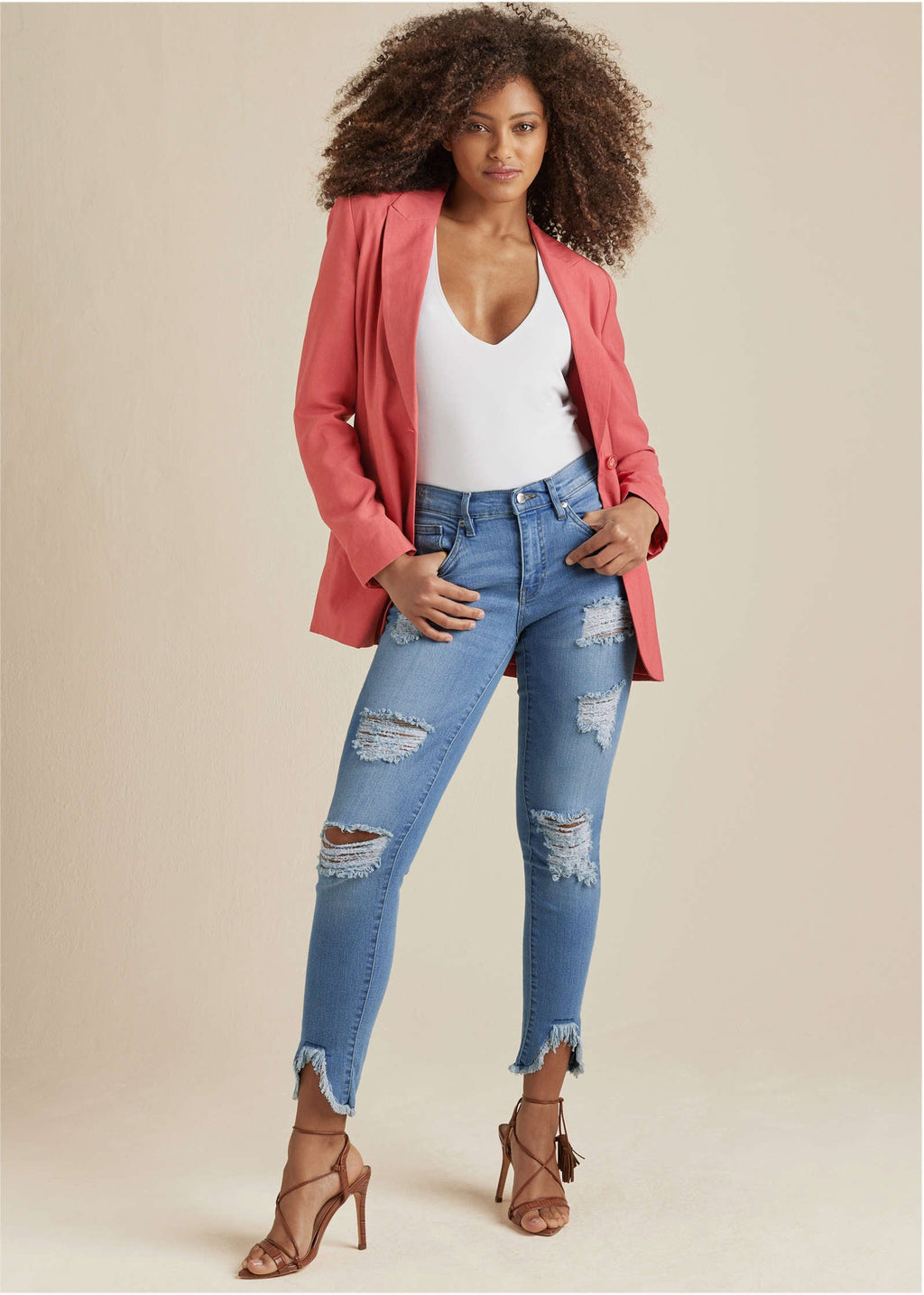 Triangle Hem Jeans - Medium Wash