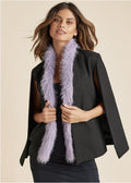 Faux Fur Trim Cape Jacket - Jet Black